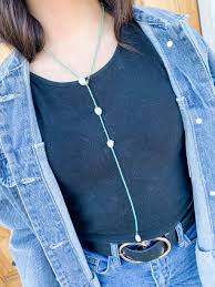 Turquoise Seed Bead Lariat Necklace with Pearl Detail